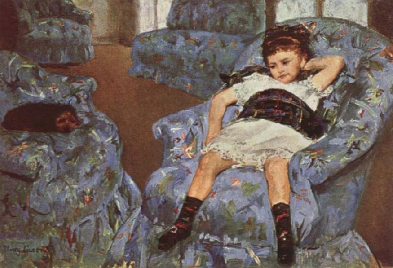 Mary Cassatt Ligttle Girl in a Blue Armchari France oil painting art